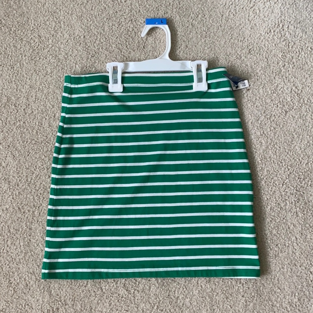 Green/White Striped Mini Skirt, S